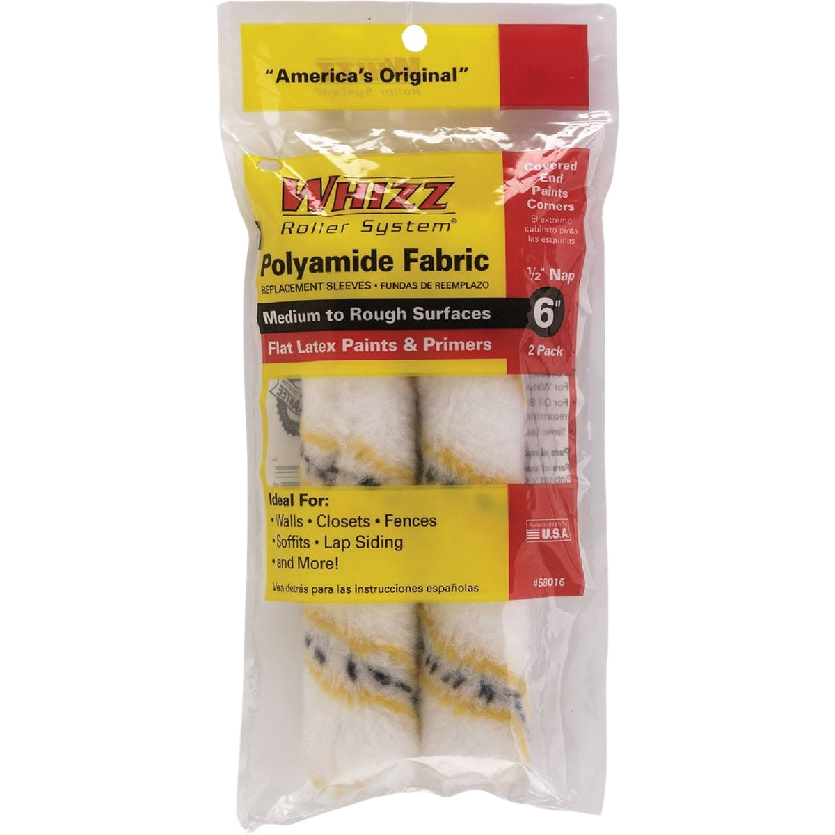 Pack of two 6-inch woven fabric roller covers for medium to rough surfaces in paint and supplies collections under $50