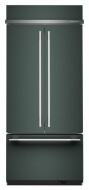 Built-in French door bottom mount refrigerator in dark finish with platinum interior from KitchenAid appliances collection