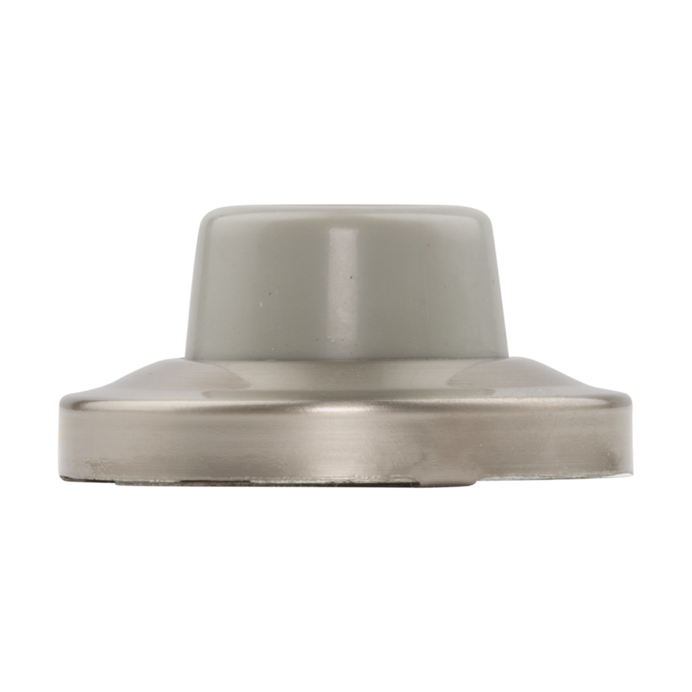 Wall-mounted door stop with large base and gray rubber bumper in door accessories and home improvement collections