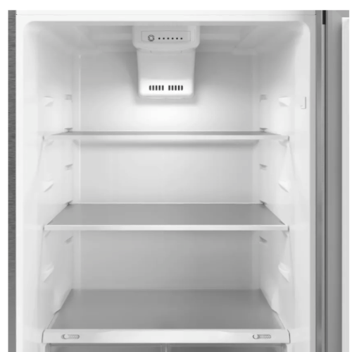 Interior view of top freezer refrigerator with adjustable shelves and clear crisper drawers in Refrigerators collection