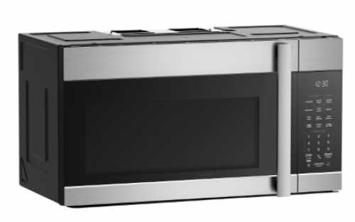 Contemporary 30-inch over-the-range microwave with 1.7 CF capacity, stainless steel and black glass front panel from Microwaves collection