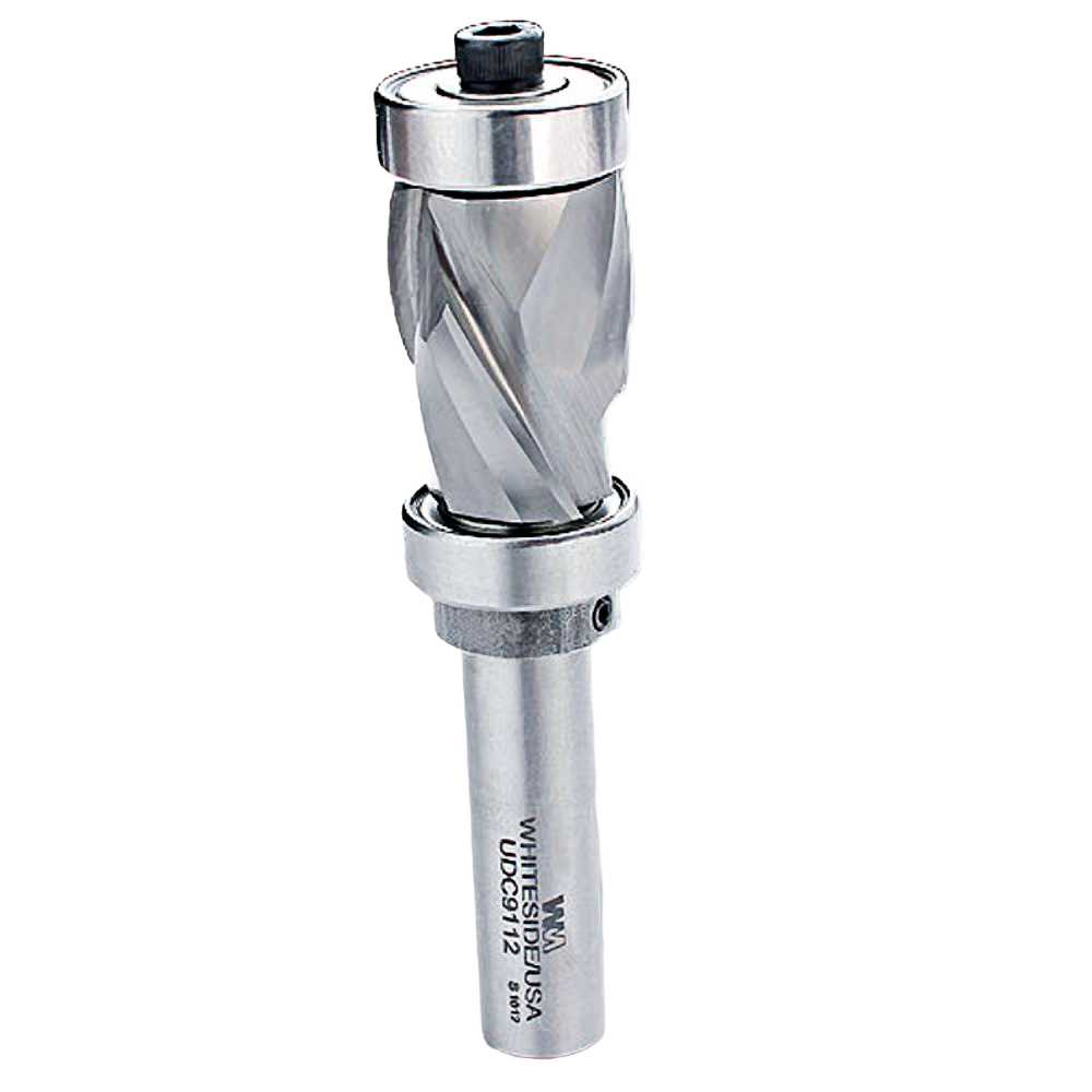 Combination spiral flush trim bit with bearing guide designed for precision cutting in power tool accessories collection