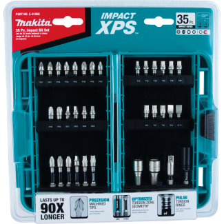 Makita Impact XPS 35-piece bit set in teal case with high-durability bits for power tool accessories under $100