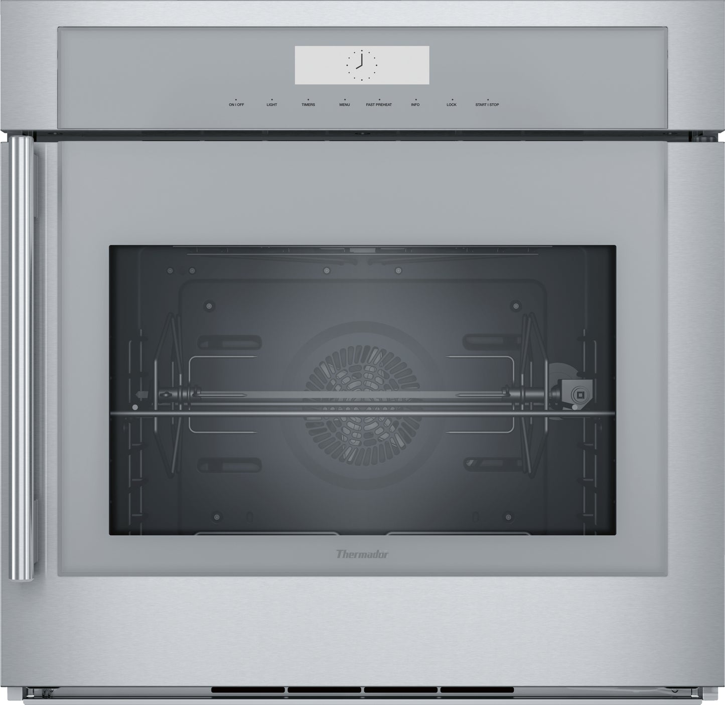 Stainless steel single wall oven with right side door and digital control panel from Wall Ovens collection