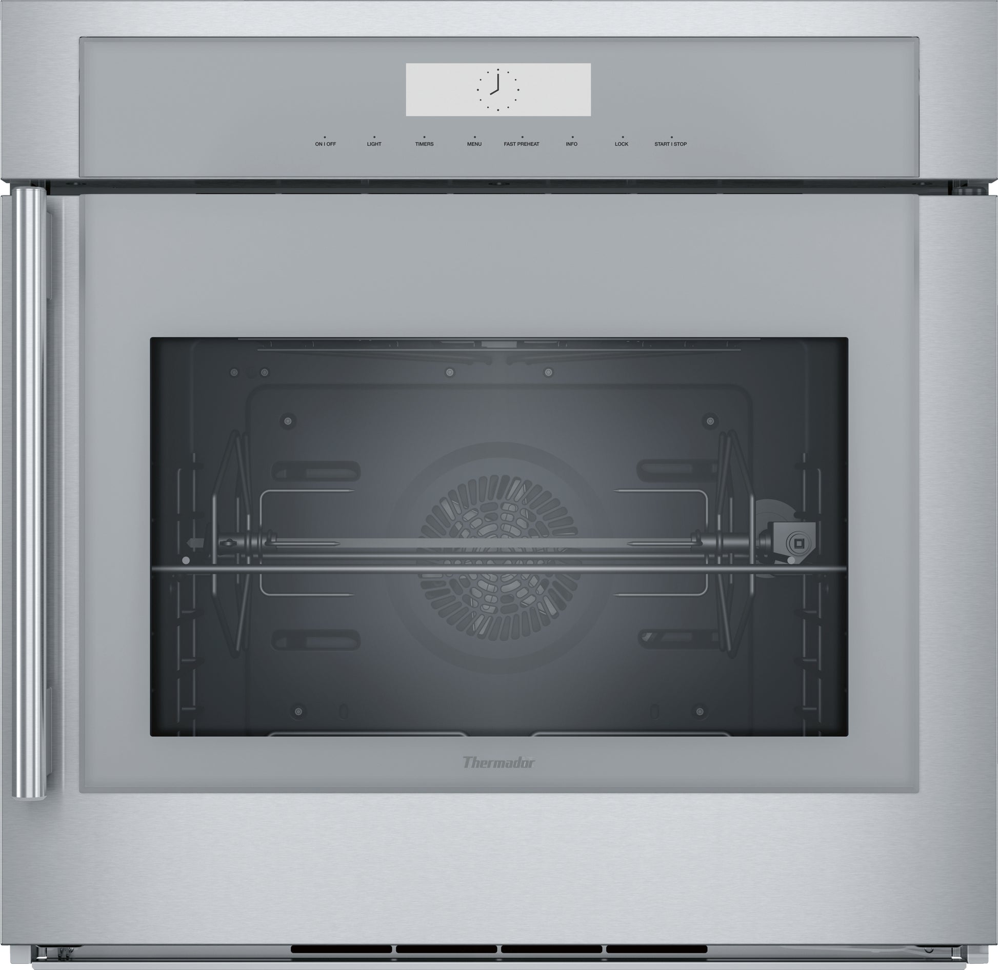 Stainless steel single wall oven with right side door and digital control panel from Wall Ovens collection