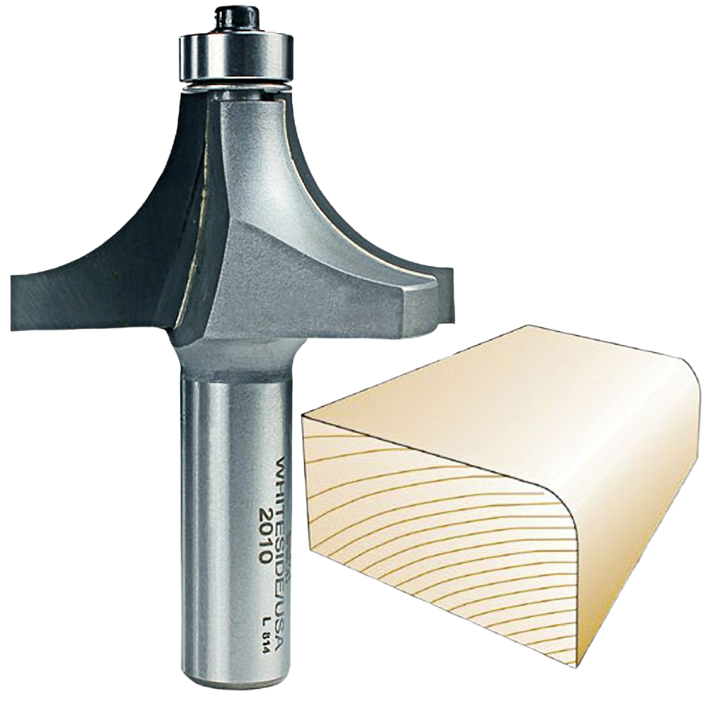 Carbide-tipped roundover router bit with 1/2 inch shank for woodworking and tool accessories use