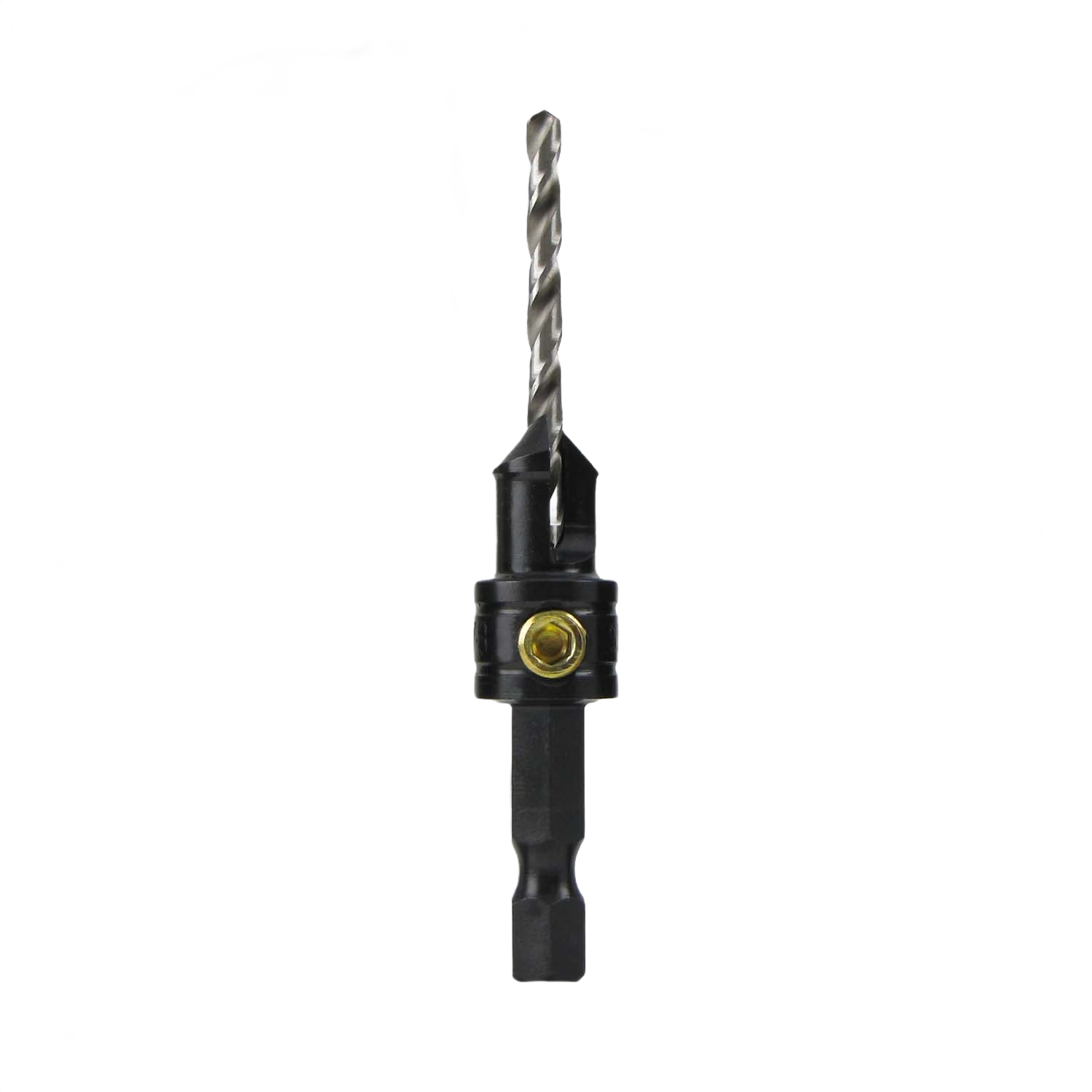1/8 inch countersink drill bit with adjustable stop collar for precise pilot hole and countersinking in home improvement projects