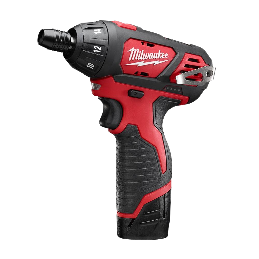 Compact red and black cordless hex screwdriver with adjustable torque settings and ergonomic grip for home improvement tasks