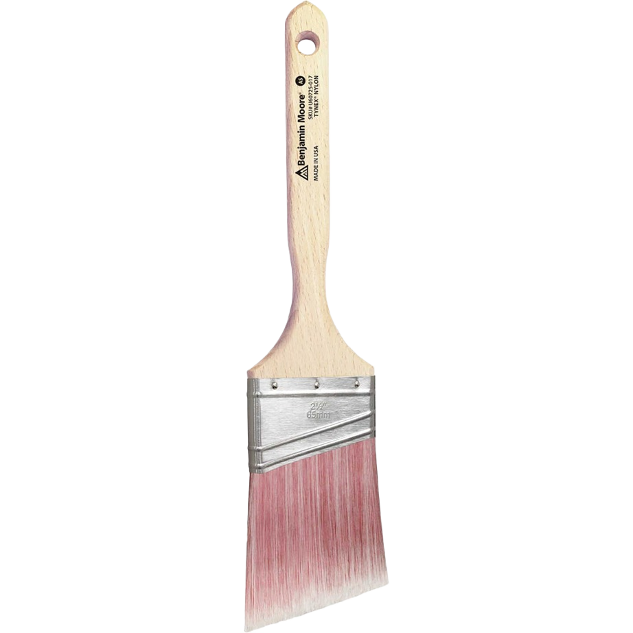 2.5-inch angled paintbrush with soft Tynex nylon bristles and wooden handle for precise painting and home improvement projects