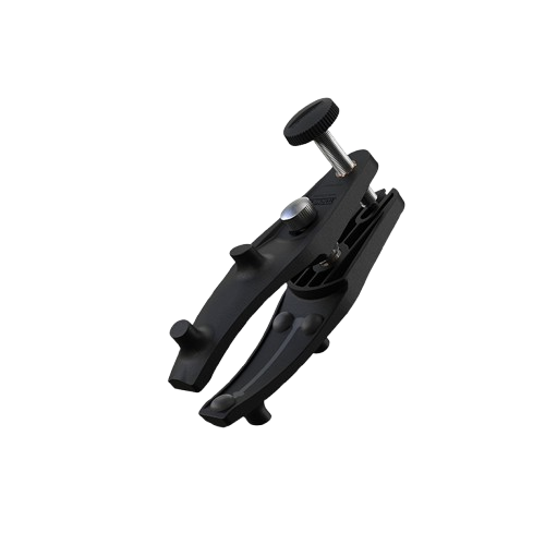 Black adjustable axe jig with tightening knob for precise sharpening and tool maintenance in home improvement tasks