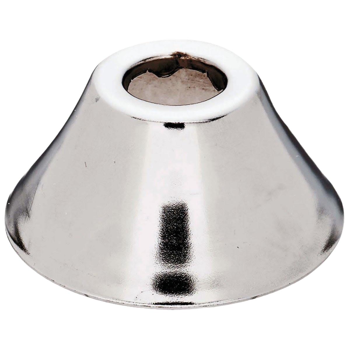 Chrome plated metal bell flange with deep profile for plumbing parts and repair under $50 in home improvement collections