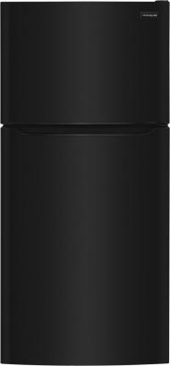 Matte black top freezer refrigerator with wire and glass shelving in appliances and kitchenware collection