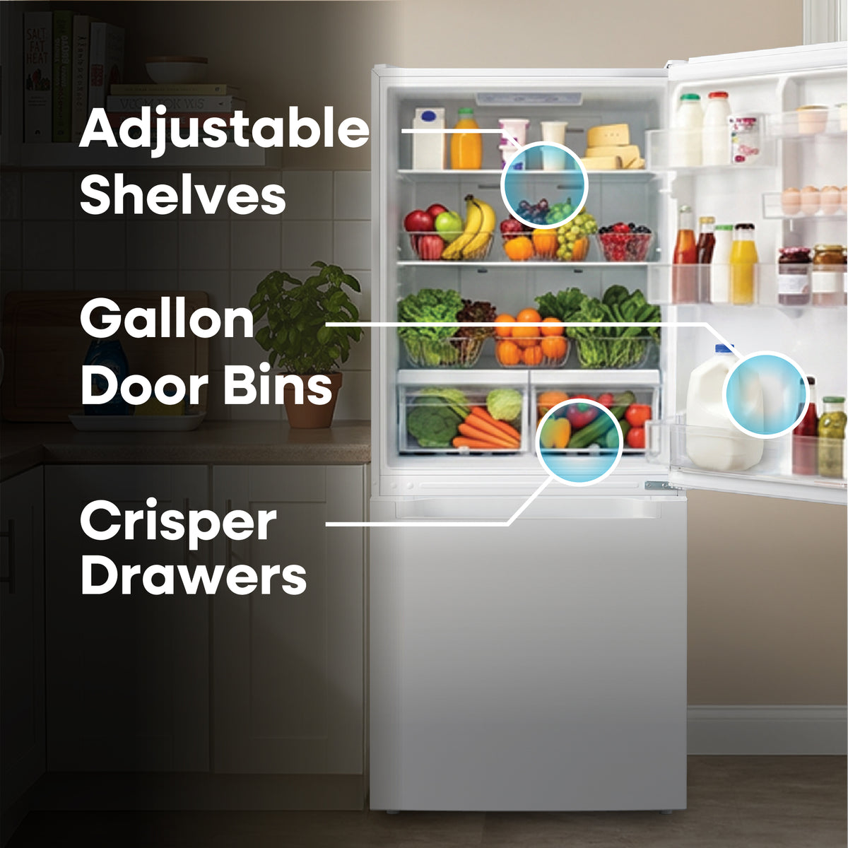 Element Electronics 18.7 cu. ft. Bottom Freezer Refrigerator - White, ENERGY STAR (ERBM19CBW)