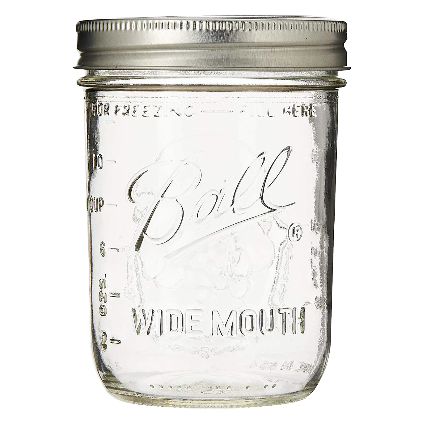 Clear Ball wide mouth canning jar with metal lid, suitable for kitchenware and home storage under $50