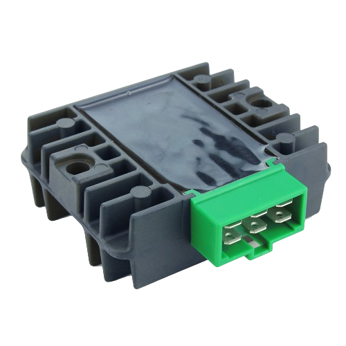 Voltage regulator with black casing and green connector for John Deere parts in the Parts & Lubricants collection