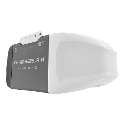 Wi-Fi enabled quiet belt drive garage door opener in gray and white with smart home compatibility for tools and home improvement