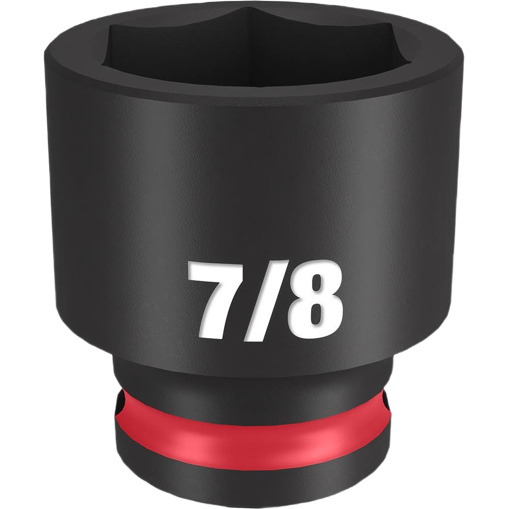 Black 7/8 inch 6-point impact socket with red band for durable tools and home improvement applications