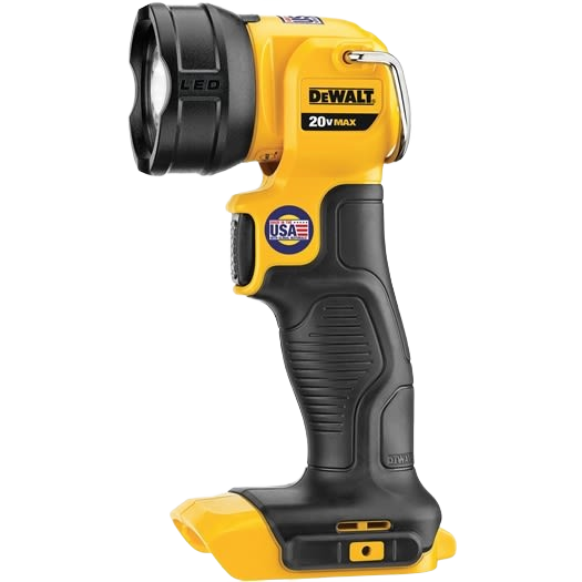 Compact cordless LED work light with ergonomic black and yellow design for tools and home improvement tasks
