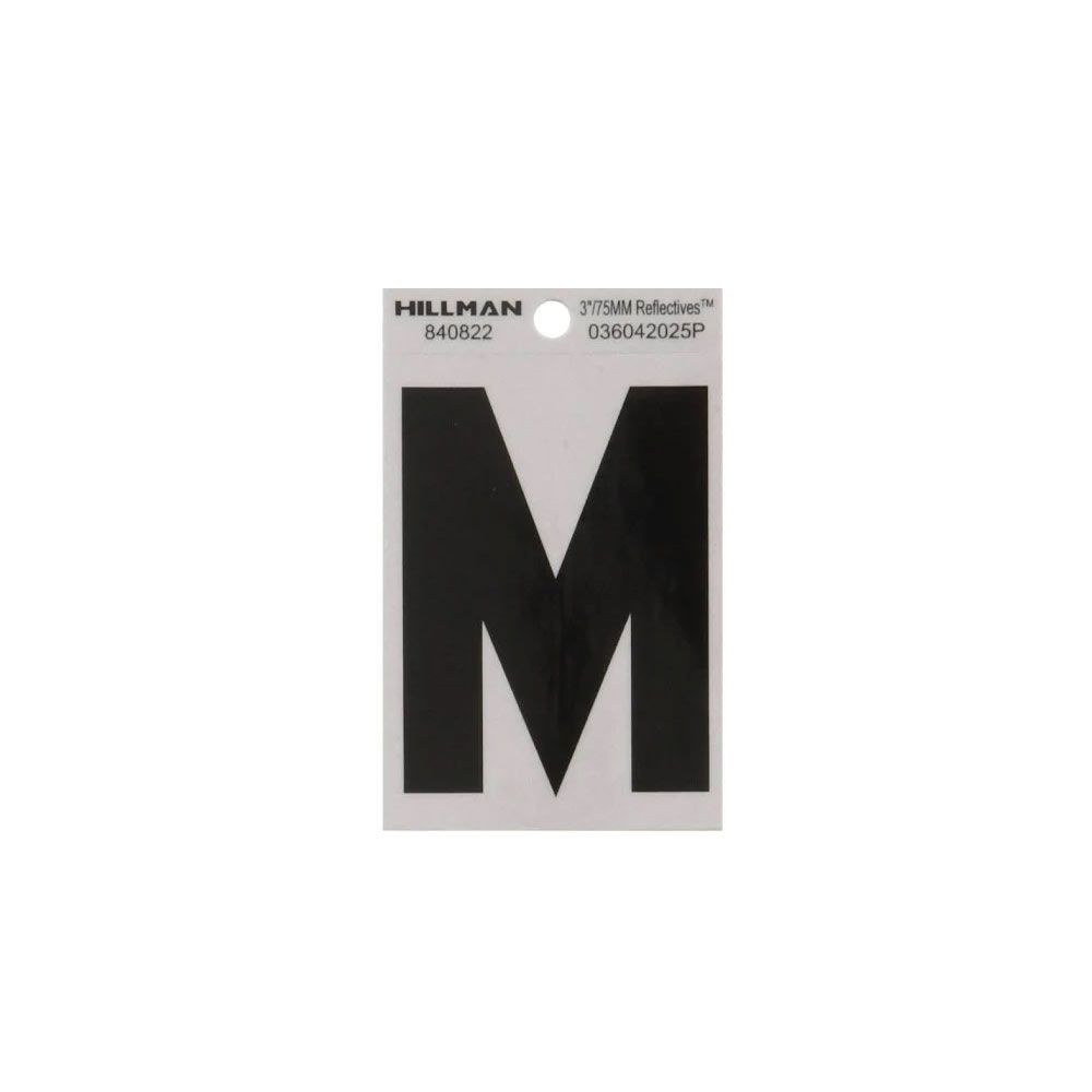 Black reflective letter M decal with wide style for home improvement and hardware projects under $50