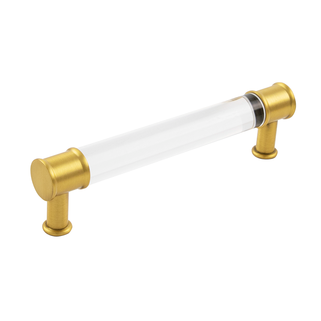 Crysacrylic cabinet pull with brushed golden brass ends for furniture hardware and home improvement projects under $50