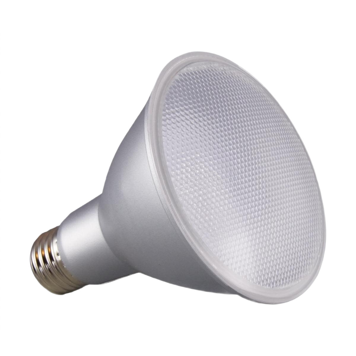 Silver LED flood light bulb with medium base designed for home improvement and lighting projects under $50 collections