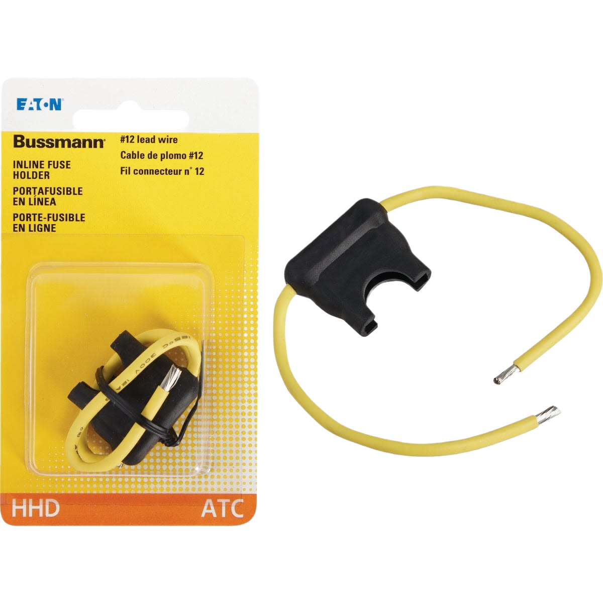 Yellow lead wire inline fuse holder with black plastic clip for automotive and repair electrical applications under $50