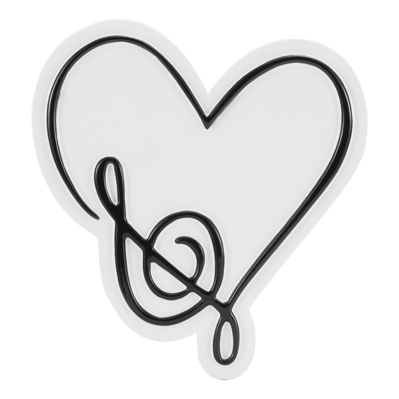 White heart-shaped ornament with a black treble clef design for Christmas Ornaments & Tree Decorations under $50 collection