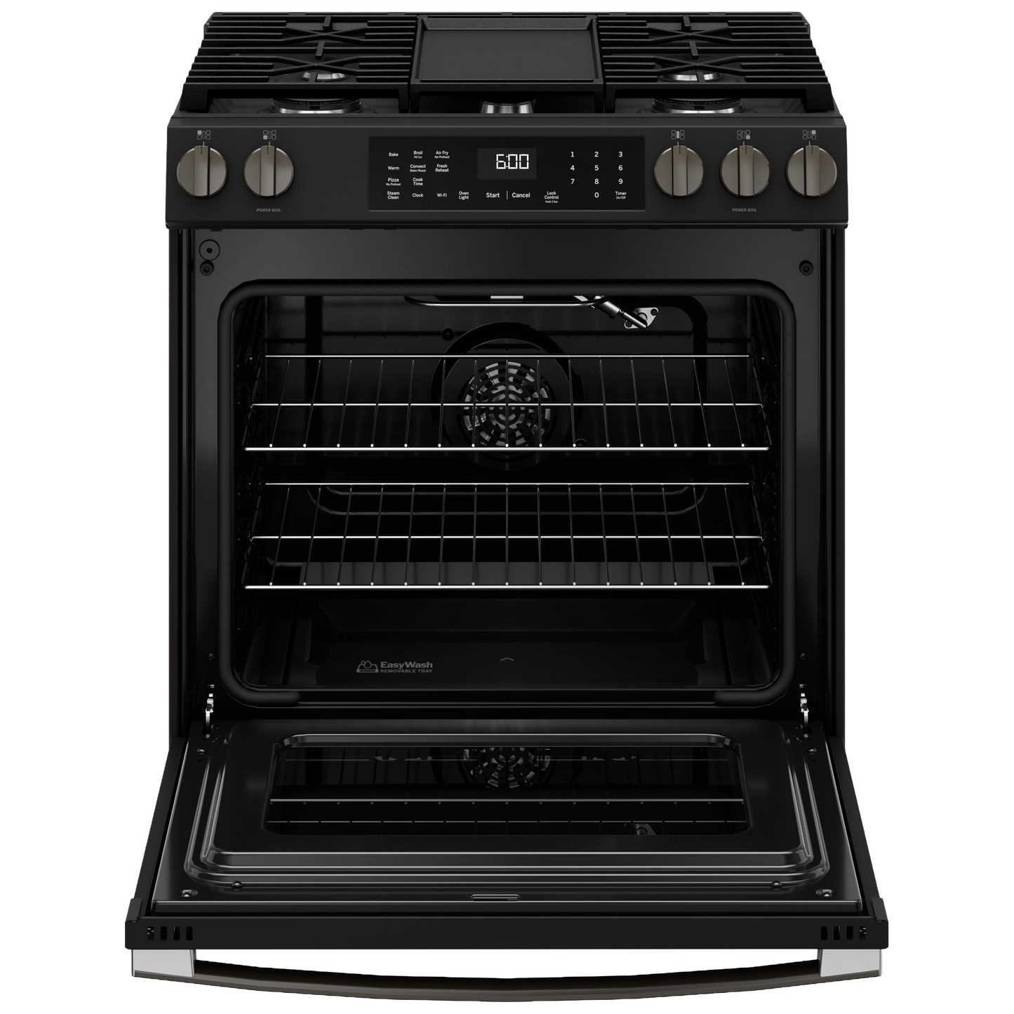 GE® 30" Slide-In Front-Control Convection Gas Range with No Preheat Air Fry and EasyWash™ Oven Tray