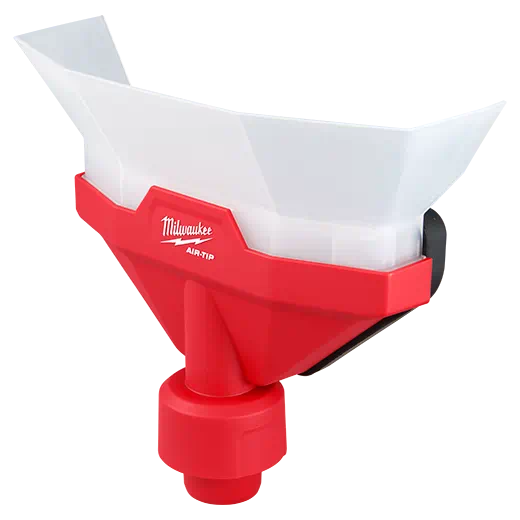 Red and translucent white dust collector accessory designed for efficient debris capture in tools and home improvement projects