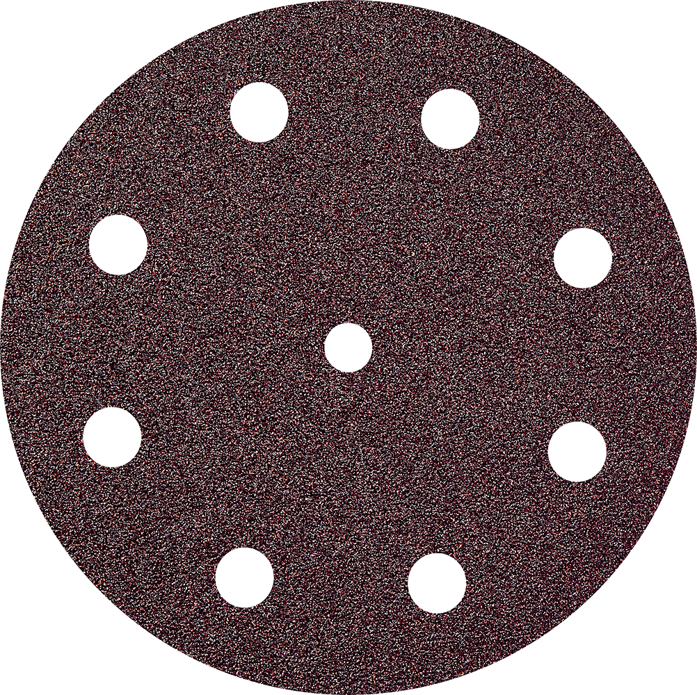 Circular 125mm abrasive disc with multiple holes for dust extraction, part of sanding and power tool accessories collection