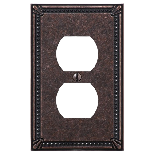 Antique bronze duplex wall plate with imperial bead design for electrical outlets in home improvement collections under $50
