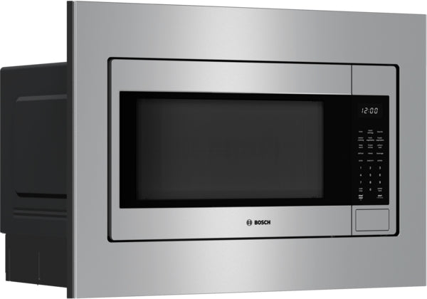 Built-in stainless steel microwave with left side-opening door and digital control panel from Bosch Appliances collection