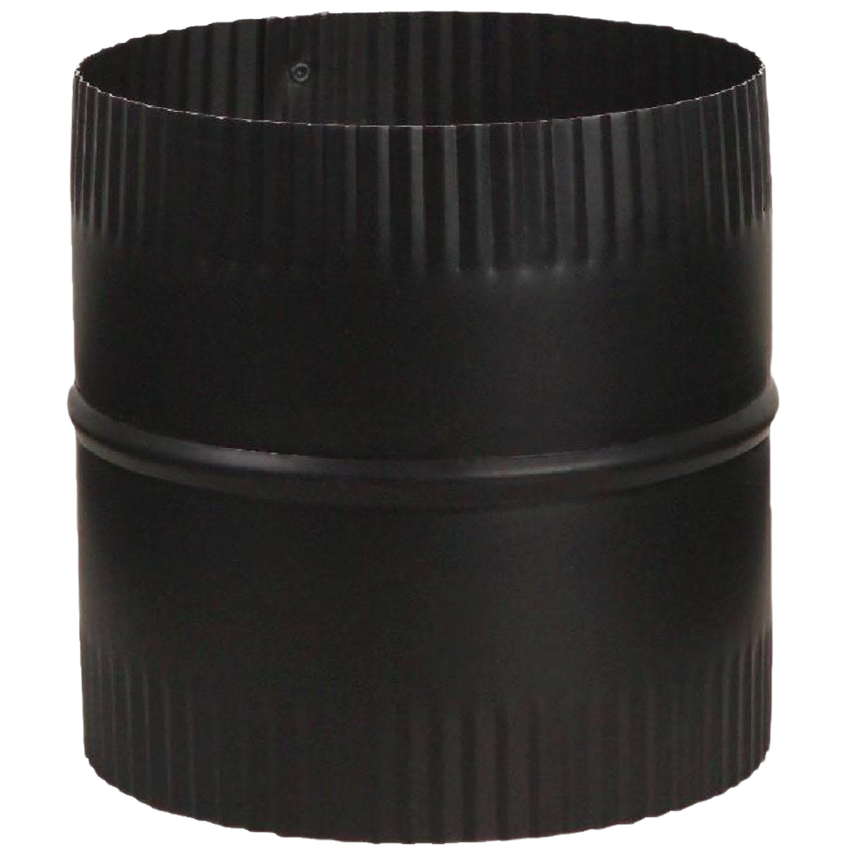 Black metal stove pipe connector designed for solid fuel appliances in plumbing and home improvement collections under $50