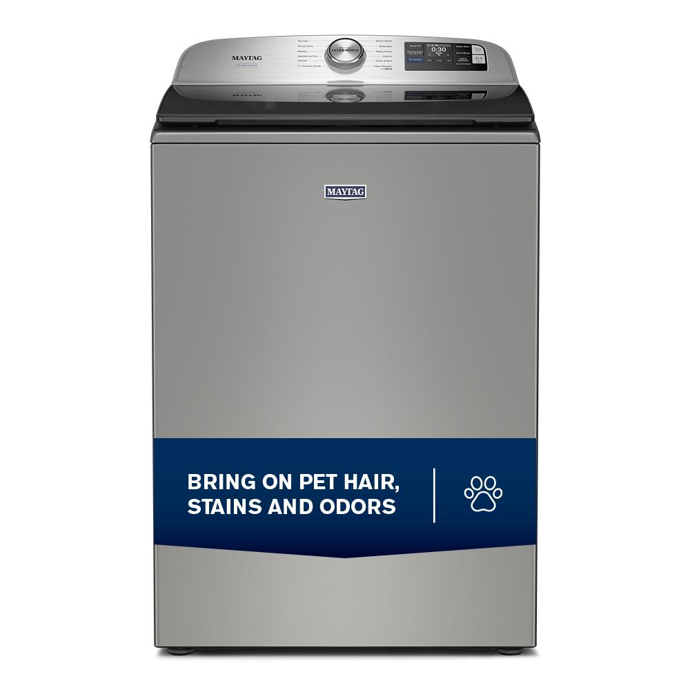 Stainless steel top load washer with digital controls and pet hair removal feature from washers and appliances collections