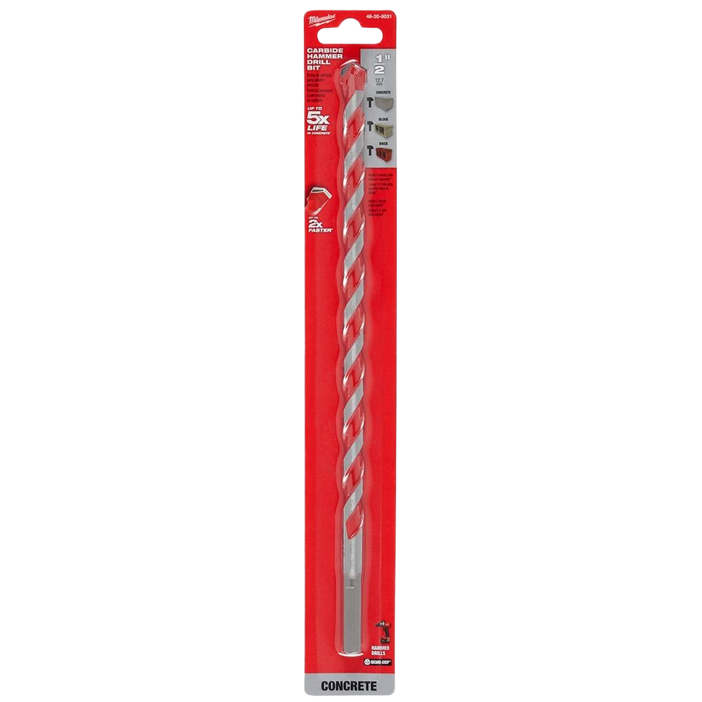1/2 inch by 12 inch carbide hammer drill bit for concrete with enhanced durability in tool and power tool accessories under $50 collections