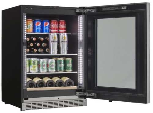 Compact beverage and wine fridge with glass door, adjustable shelving, LED lighting in Refrigerators and Kitchen & Kitchenware collections