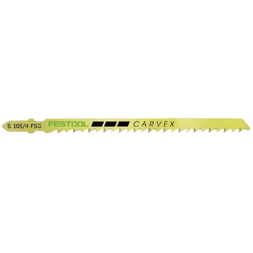 Universal wood cutting jigsaw blade with yellow finish and precision teeth for home improvement and woodworking tools