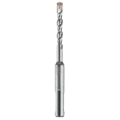 Silver rotary hammer drill bit with SDS-plus shank, designed for concrete drilling in home improvement and power tools use