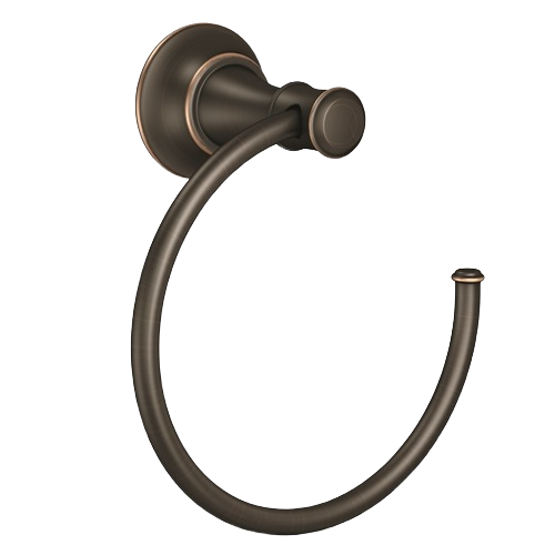 Mediterranean bronze towel ring with curved design for bathroom organization and home improvement projects