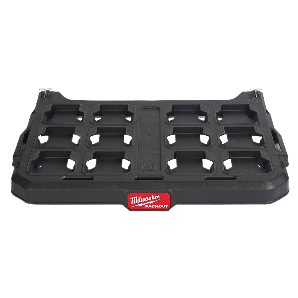Heavy-duty black racking shelf with integrated handles for versatile tool storage and workshop organization systems