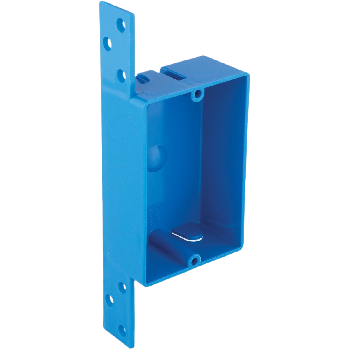 Blue PVC electrical bracket box for 1-gang switch installation in home improvement and electrical projects under $50 collection