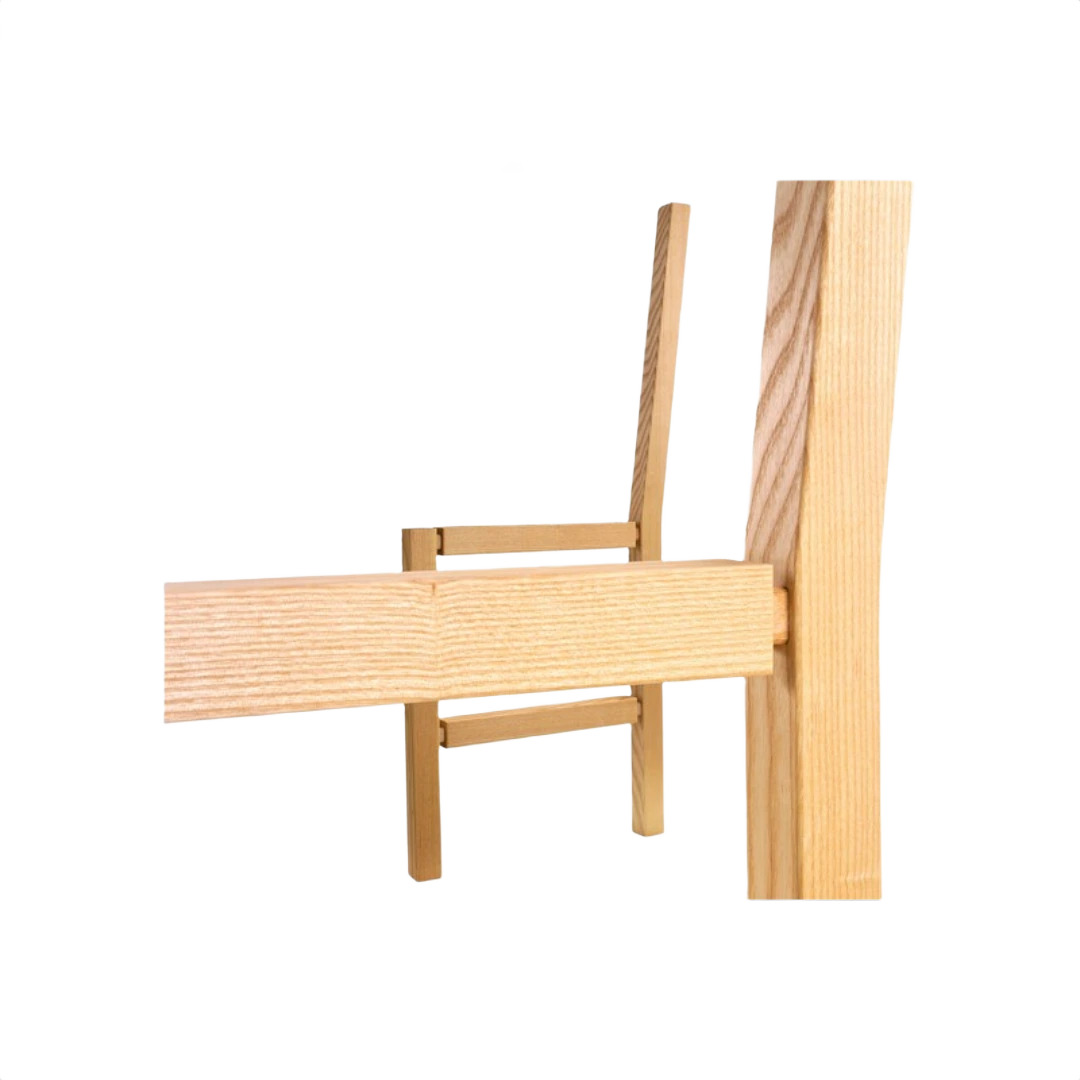 Close-up of a natural wood mortise and tenon joint used in woodworking and home improvement projects