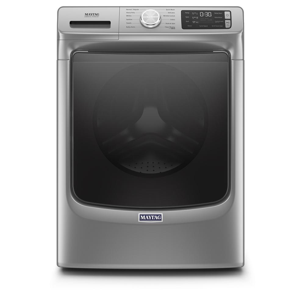 Silver front load washer with digital display and control knob in Washers & Dryers and Appliances collections
