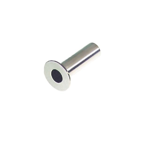 Single stainless steel protective sleeve with flanged end for cable rail system installation in home improvement projects
