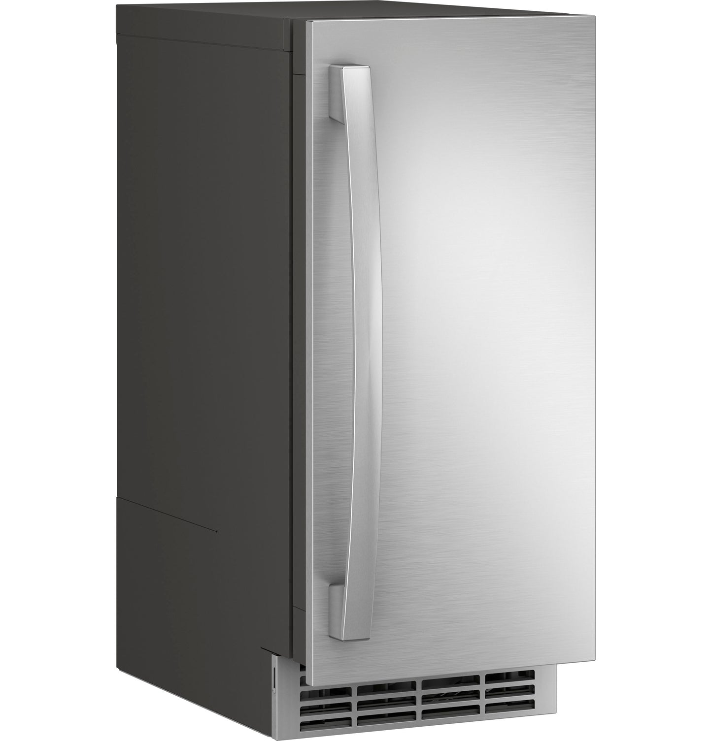 Stainless steel ice maker door panel with curved handle for kitchen appliances in Freezers & Ice Makers collection