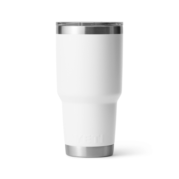 White insulated 30 oz stainless steel tumbler with clear lid for hot and cold drinks in Drinkware and Kitchen & Kitchenware collections under $100