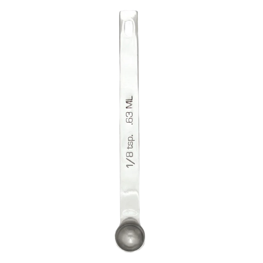 Polished stainless steel 1/8 teaspoon measuring spoon for precise ingredient scooping in kitchen gadgets under $50 collection