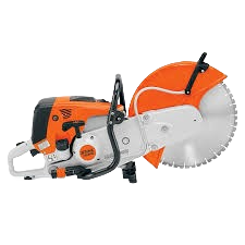Heavy-duty STIHL cut-off machine with magnesium guard and large abrasive blade, designed for precise cutting in rental power tools at Hartville Hardware.