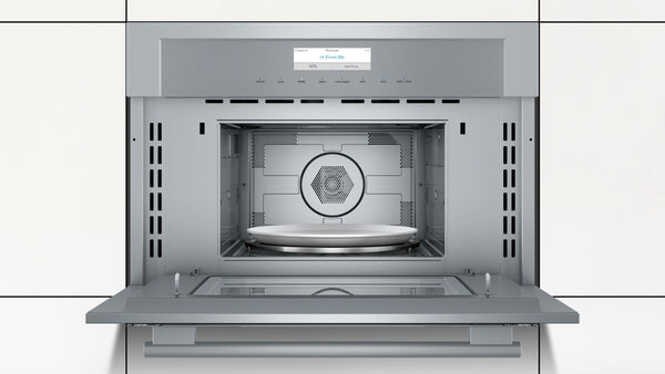 Stainless steel speed oven with convection fan and digital control panel from Thermador wall ovens collection