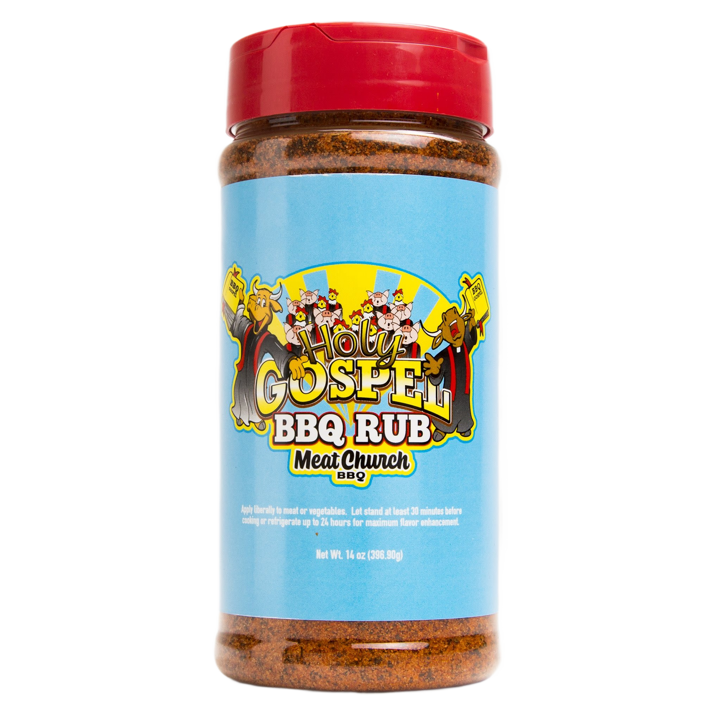 Bottle of gluten free Holy Gospel BBQ rub with red lid, part of grilling sauces and spices under $50 collection
